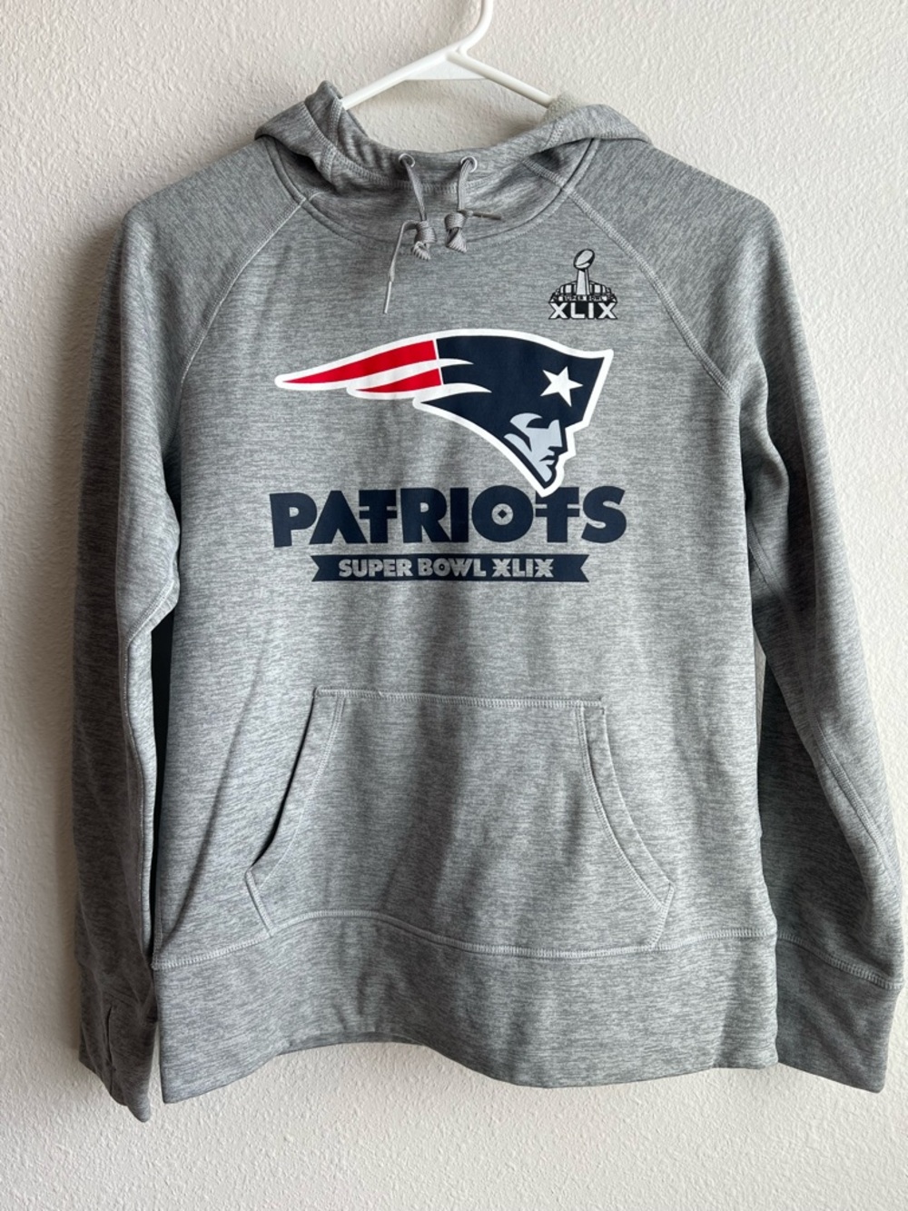 Kids Nike Gray Patriots Super Bowl XLIX Pullover Hoodie